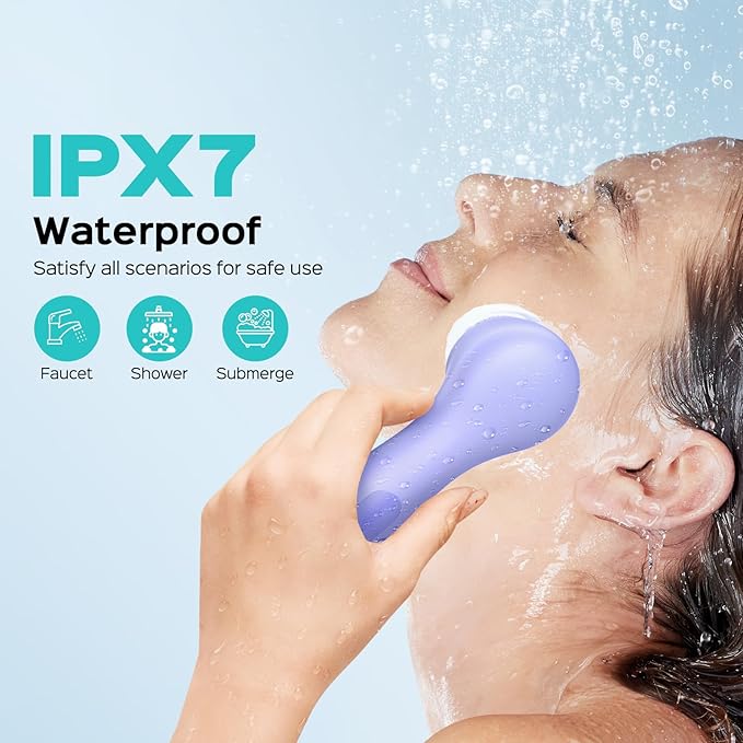 COSLUS Face Scrubber Facial Cleansing Brush: 2 in 1 Spin and Vibration Patented Tech, Silicone Electric Exfoliator Scrubber with Automatic Foaming, Waterproof Face Cleanser Brush for Men and Women