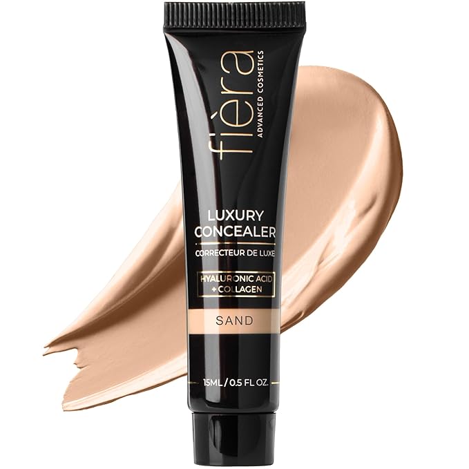 Fièra Luxury Concealer with Anti-Aging - All Day Coverage for Dark Circles, Fine Lines, Wrinkles & Spots - Sand/Sable, 0.5 Ounce