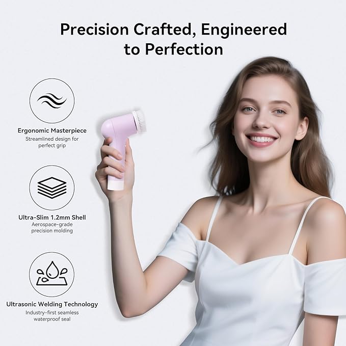 Electric Facial Cleansing Brush - Rechargeable Silicone Face Scrubber exfoliator,Face Pore Cleansing Brush,3 Speeds,Waterproof, Exfoliating & Massage,for Women & Men.for Face Skin Issues,Purple