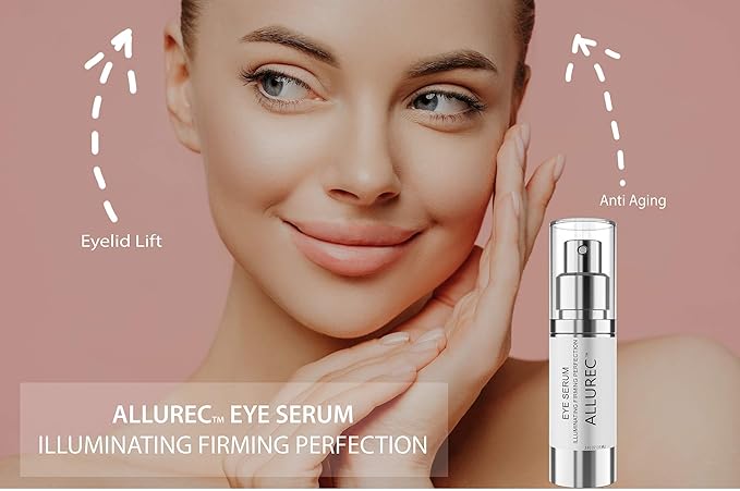 ALLUREC™ Eye Cream Serum: Illuminating Firming Perfection. Best Eye Serum Peptides Cream for Firming Lifting Eyelids Anti- Aging Winkles Bags Dark Circle Puffiness Total Effects.