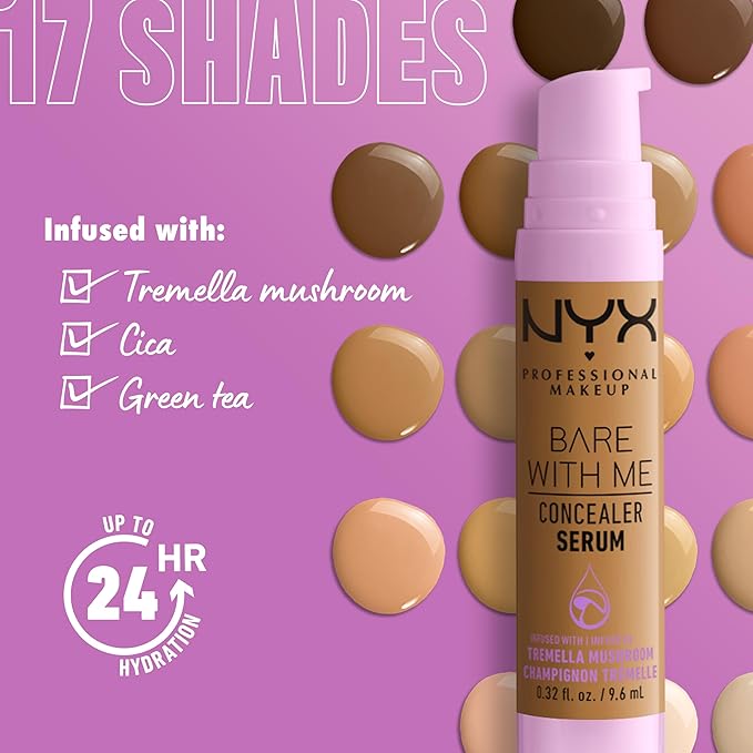 NYX PROFESSIONAL MAKEUP Bare With Me Concealer Serum, Up To 24Hr Hydration - Light