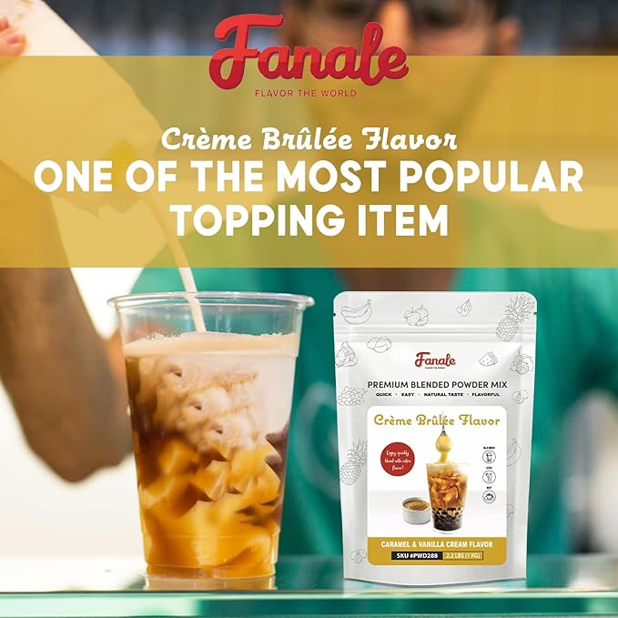 Fanale Premium Creme Brulee Bubble Tea Flavoring Powder | Perfect for Baking, Smoothies, Desserts and Drinks | Instant Flavoring Powder for Boba Milk Tea - 2.2 lb 1kg | PWD288