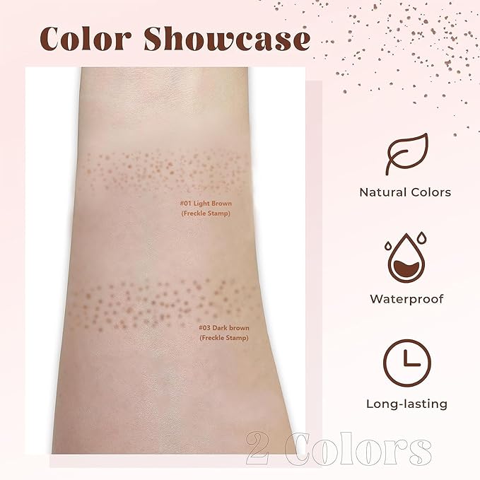 Freckle Stamp - Freckle Pen Waterproof, Long Lasting Fake Freckles, Quick Dry 5-Point Faux Freckles Stamp Cushion Stain Marker in One Press Natural and Lifelike Sunkissed Pencil Tool Makeup (#1-Light)