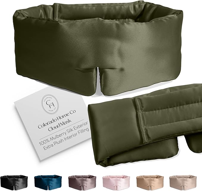 SUNDAYSILKS⢠| Adjustable Silk Sleep Mask for Side Sleeper | Cloud-Like Comfort, Weighted for Deep Sleep | Soft Sleep Face Mask for Women & Men, Full Blackout, Cooling Silk Eye Mask for Sleeping