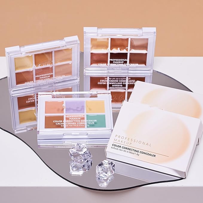 Color Correcting Concealer Palette 6 Colors Lightweight Smooth Correcting Contour Cream Makeup Palette (Color 02)