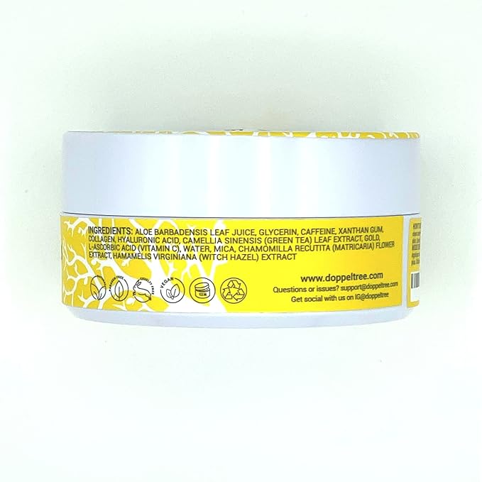 Doppeltree All Natural Caffeine Under Eye Patches & Hydrogel Masks (60 Pads) - Anti Aging Treatment for Crow Feet, Puffiness, Wrinkles, Dark Circles- Formulated in San Francisco