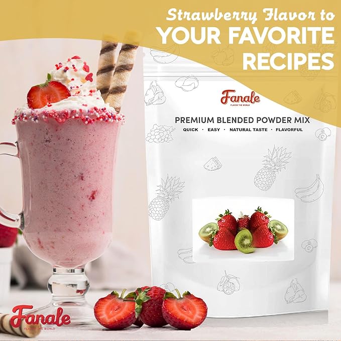 Fanale Premium Strawberry Bubble Tea Flavoring Powder | Perfect for Baking, Smoothies, Desserts and Drinks | Instant Flavoring Powder for Boba Milk Tea - 2.2 Pounds (Pack of 20)