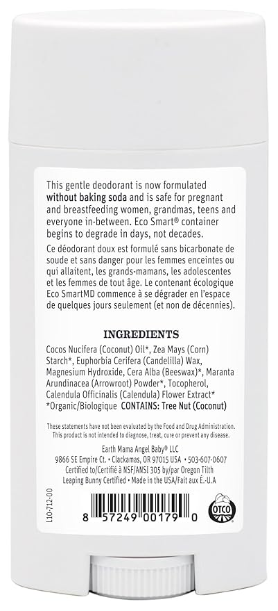 Earth Mama Simply Non-Scents Deodorant | Fragrance-free + Safe for Sensitive Skin, Pregnancy and Breastfeeding, Contains Organic Calendula and Coconut Oil, No Baking Soda or Aluminum, 2.65-Ounce
