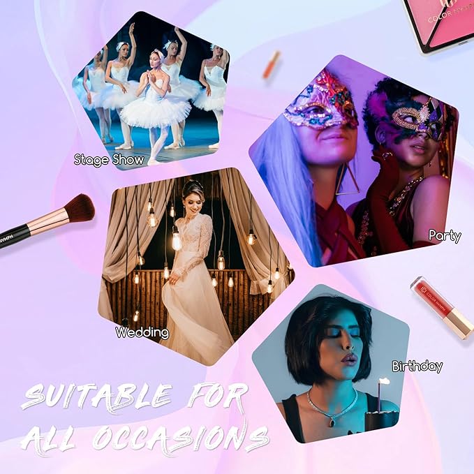 Color Nymph Beginners Makeup Kit With Train Case For Teenagers Girls, Full Starter Cosmetics Set Included 32 Colors Eyeshadow, Glitter Cream, Blush, Highlighter, Lip Gloss and Brush (White)