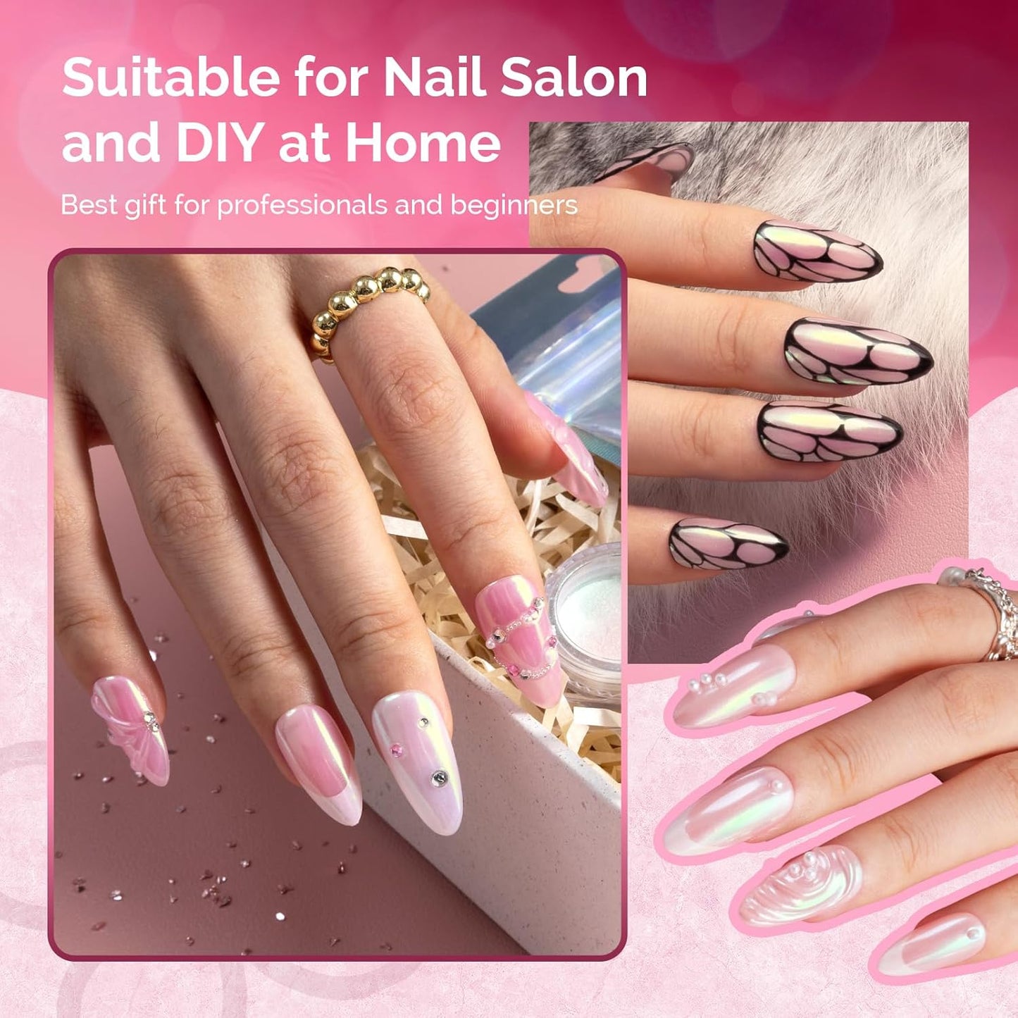 MelodySusie Chrome Nail Powder for Gel Nails, Aurora Fine Glitter Powder Mirror Effect Pigment Pearlescent Mermaid Pigment Pearl Glitter for Home DIY Salon Use