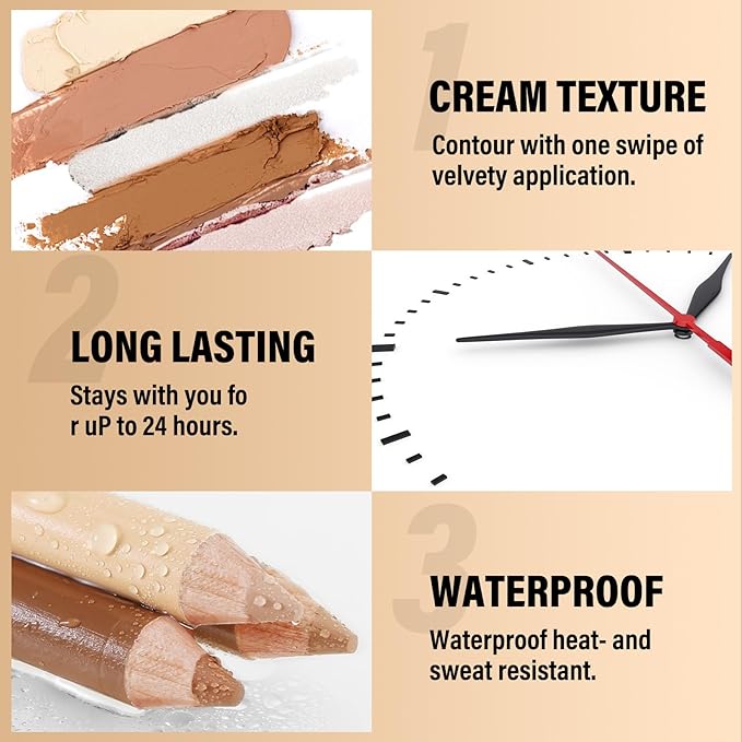 2 in 1 Cream Bronzer and Highlighter Stick,Cream Dual-Ended Highlight Contour Stick,Long Lasting & Waterproof Face Brighten Make up Pen