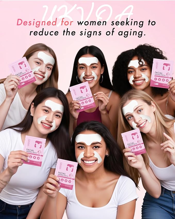 Forehead Wrinkle Patches & Smile Line Patches, Overnight Facial Wrinkle Treatment with Hyaluronic Acid, Aloe, Collagen & Vitamin E to Lift Smile Lines for Women 72pcs