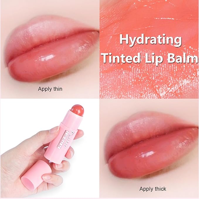 Tinted Lip Balm, Hydrating Colored Lip Balm , Moisturizing Lipstick for Women, Color Lip Plumper Balm,Lip Brightening for Dark Lips, Lip Tinted Moisturizer, Lip Moisturizer for Very Dry Lips, Reduce Lip Wrinkles, 4.8G/0.17Oz
