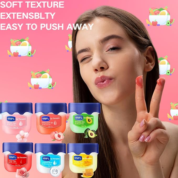 Lip Balm Set, 6Pcs Fruit Moisturizing Lip Balm, Lip Moisturizer Tinted Lip Balm, Hydrating Lip Balm For Reduce Lip Wrinkles, Dead Skin, Dry & Chapped, Cute Lip Balm Set For Women