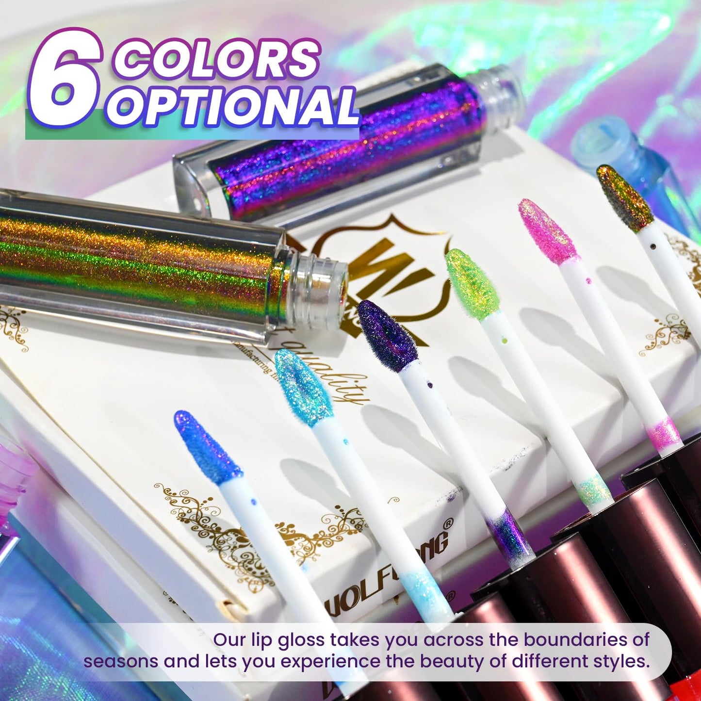 CHARMACY 2 In 1 Multichrome Moisturizing Lip Gloss, Double Head Liquid Lipstick, Mirror Waterproof Long Lasting No Fading Lip Balm, Hydrating Lip Plumper Waterlight Glossy Makeup #001