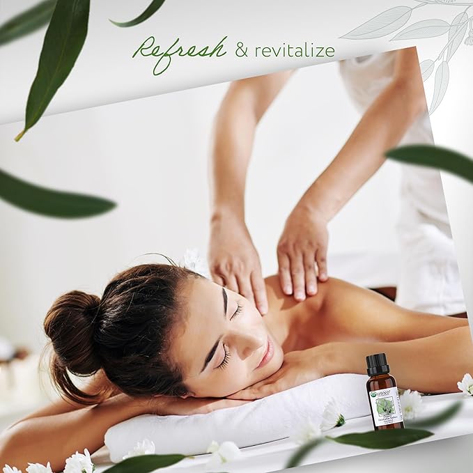 HBNO California Bottled Organic Eucalyptus Essential Oil (Radiata) 1 fl oz (30ml) - USDA Certified Organic Eucalyptus Oil - Perfect Eucalyptus Oil Essential Oil for Aromatherapy