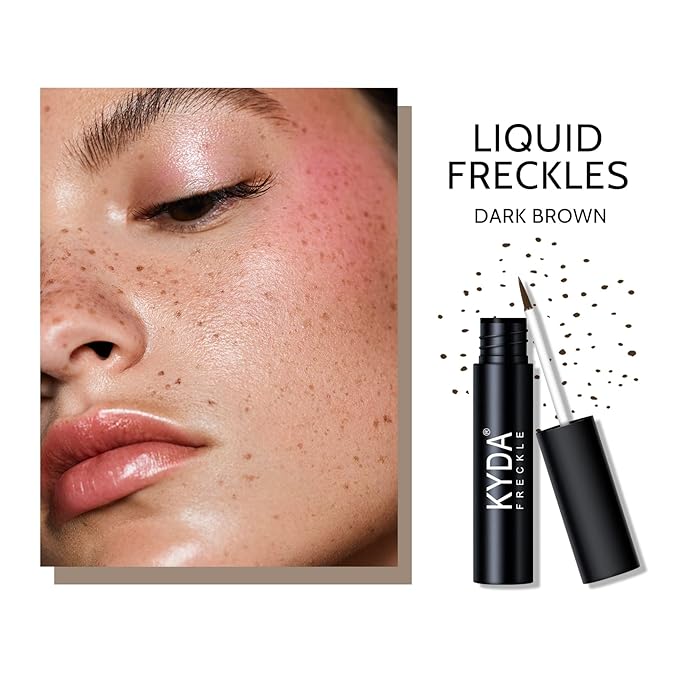 KYDA 2 Colors Liquid Freckle, Natural Freckle Makeup Pen, Longlasting Face Freckle Liquid Makeup, Soft Dot Sopt Pen Magic Freckle Color-Light Brown&Dark Brown
