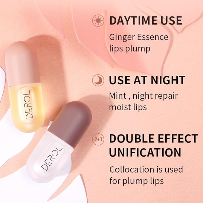 2Pcs Lip Plumper Set, Natural Lip Plumper kit, Day and Night Lip Plumper, Softer Bigger Fuller Cosmetics Plumper Lips