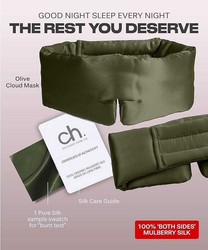 SUNDAYSILKS⢠| Adjustable Silk Sleep Mask for Side Sleeper | Cloud-Like Comfort, Weighted for Deep Sleep | Soft Sleep Face Mask for Women & Men, Full Blackout, Cooling Silk Eye Mask for Sleeping