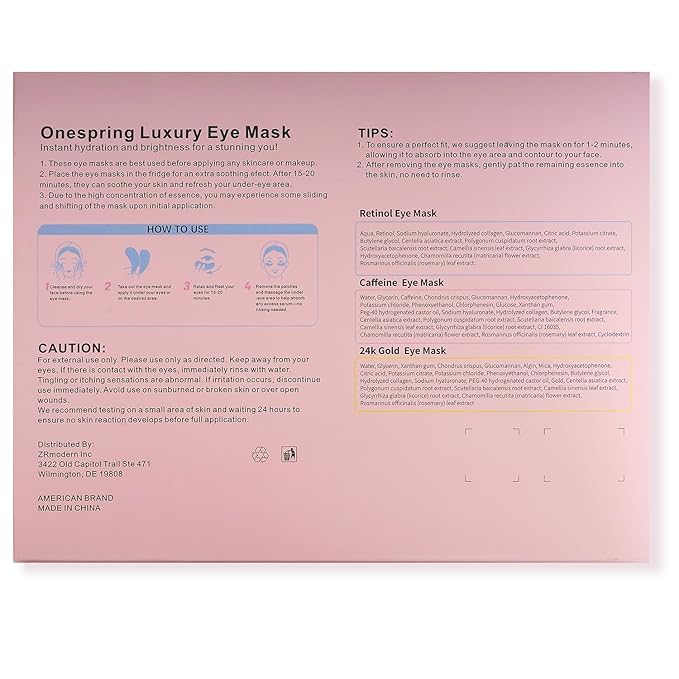 Eye Masks (24 Pairs) - Gifts for Her - Caffeine, 24K Gold and Retinol Under Eye Patches for Puffy Eyes, Dark Circles & Fine Lines, Bachelorette Party Favors, Birthday, Bridesmaid Gifts