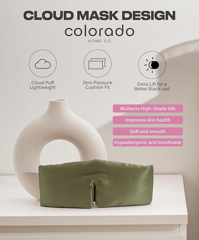 SUNDAYSILKS⢠| Adjustable Silk Sleep Mask for Side Sleeper | Cloud-Like Comfort, Weighted for Deep Sleep | Soft Sleep Face Mask for Women & Men, Full Blackout, Cooling Silk Eye Mask for Sleeping