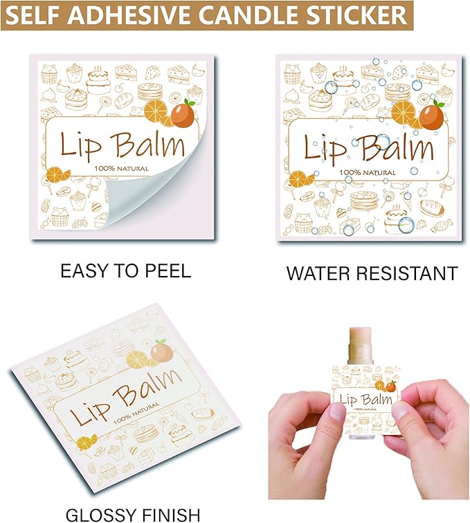 CRASPIRE Lip Balm Labels 80pcs Homemade Lip Balm Labels 2” Clear Lip Balm Labels for Tubes Printable Waterproof Lip Balm Stickers Labels for Lip Balm Handcream Candle Container(Food Logo)