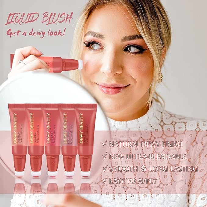 3 Color Liquid Blush,Soft Cream Lightweight Beauty Blush.(101# Ravishing -Nude Pink+102# Serenade-Sweet Peach+103# Rosa-Cool Pink)