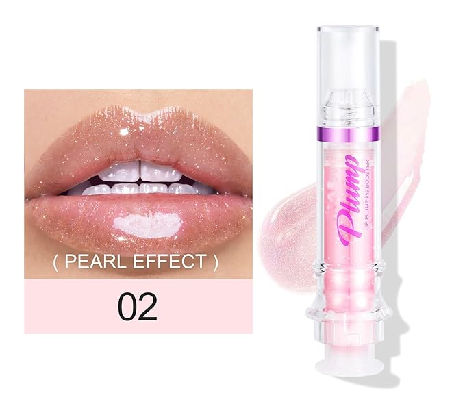 Lip Plumper 6 Colors Moisturizing Glossy Plumping Lip Gloss Long Lasting Hydrating Natural Lip Plumper for Women Girls (Color 02)