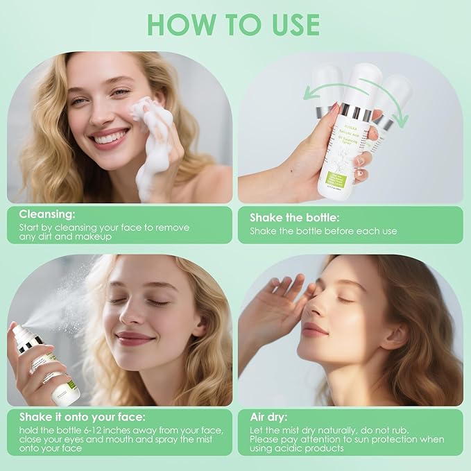 AUSLKA Salicylic Acid Oil Balancing Spray with 2% Salicylic Acid Regulates Skin Balance for Pimple and Oily Skin, Fruit Acid Spray for Face & Body (3.4 Fl Oz)