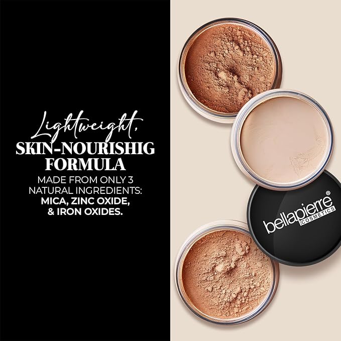 bellapierre Mineral Foundation SPF 15 - Loose Powder Foundation | Vegan & Cruelty Free Natural Makeup | Full Coverage Matte Finish | Hypoallergenic | Oil & Talc Free - 0.32 Oz - Café