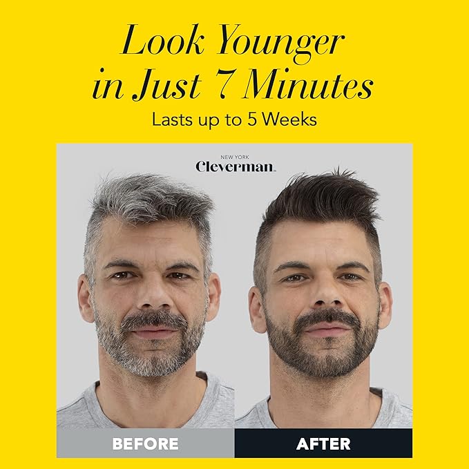 CLEVERMAN Jet Black Hair & Beard Dye for Men, All-in-One Reusable Kit - Permanent, Ammonia-Free, Professional-Quality and Natural-Looking Gray Coverage for Hair, Beard & Mustache