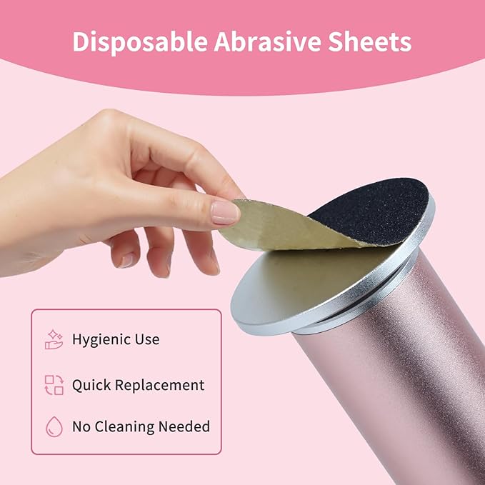 4.8IN Longer Electric Foot Callus Remover with 120pcs Sandpaper Discs, Professional Aluminum Callus Remover for Feet, Stepless Speed Control Pedicure Tools for Dead Skin (Pink-pro)