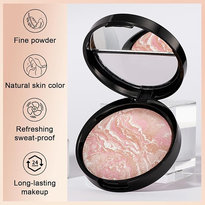 Baked Powder Foundation Makeup, Brighten Color Correcting Foundation Make up, Foundation for Mature Skin, Face Powder for Women, Full Coverage, Natural Finish & Easy to Use #01