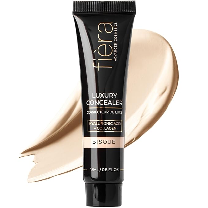 Fièra Luxury Concealer with Anti-Aging - All Day Coverage for Dark Circles, Fine Lines, Wrinkles & Spots - Bisque, 0.5 Ounce