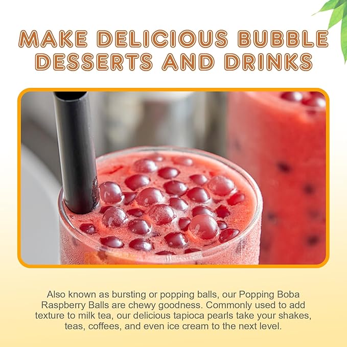 Fanale Popping Boba Pearls for Bubble Tea - 7 lb | Raspberry | Bursting Boba Pearls Bubble | Fruit Juice Flavor for Shakes, Dessert, Smoothie | FPB014