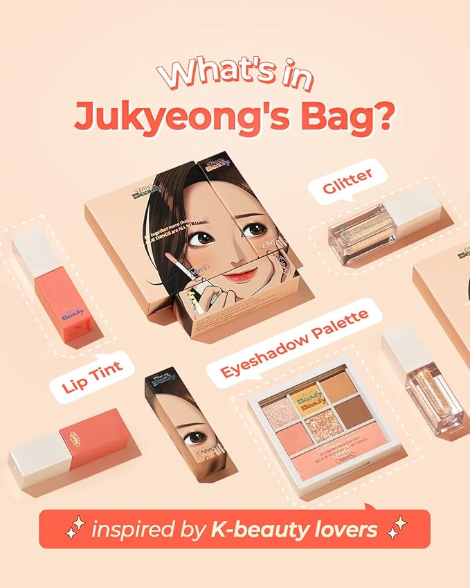 AMTS Webtoon True Beauty - 02 Some Sweet | Coral Lip Tint Stain | High Pigment Liquid Shine Non-Sticky Long-Wearing Long-Lasting | Korean Webtoon True Beauty Cute Coral Makeup
