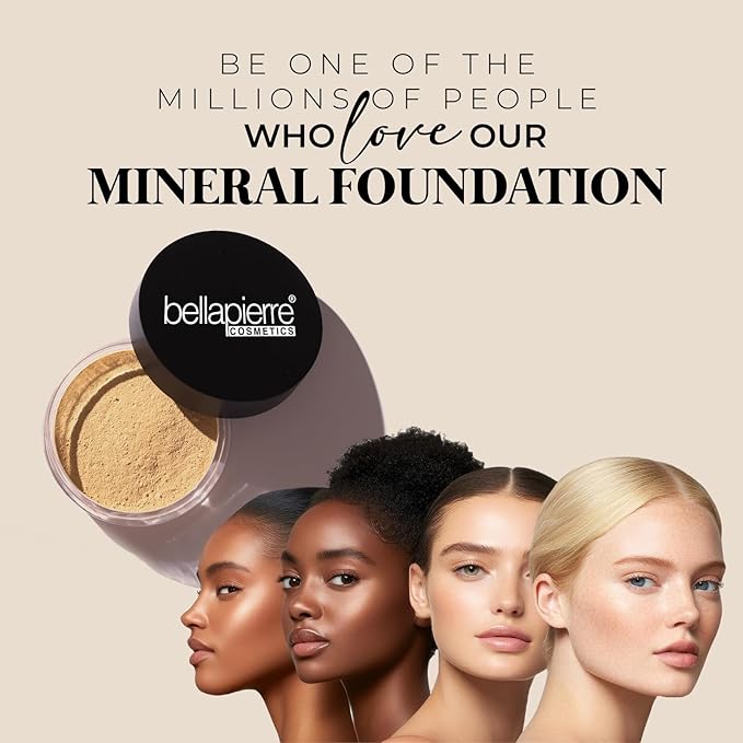 bellapierre Mineral Foundation SPF 15 - Loose Powder Foundation | Vegan & Cruelty Free Natural Makeup | Full Coverage Matte Finish | Hypoallergenic | Oil & Talc Free - 0.32 Oz - Nutmeg