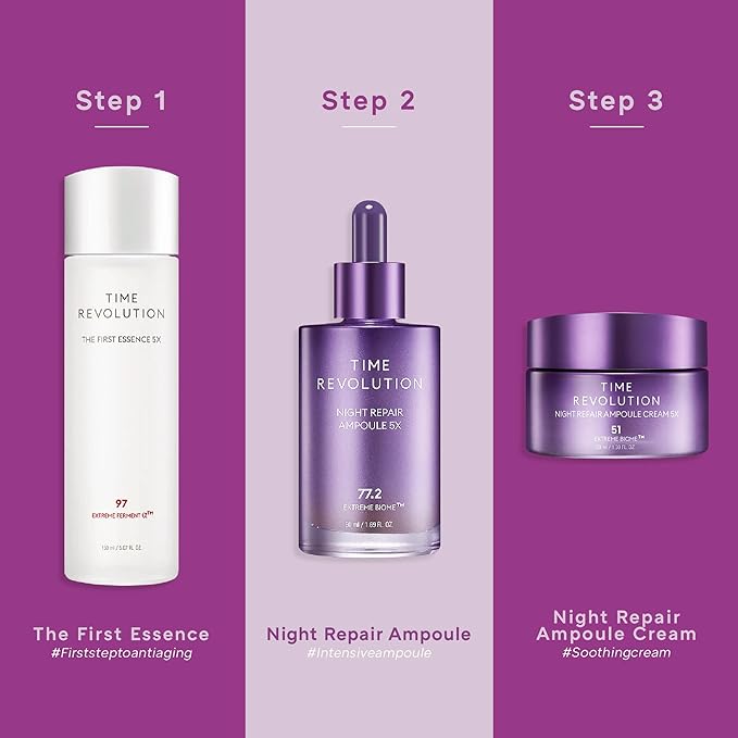 MISSHA Time Revolution Night Repair Face Serum Ampoule (5th Gen) - Overnight Probiotic Skincare for Revitalization and Radiance, 1.69 Fl Oz