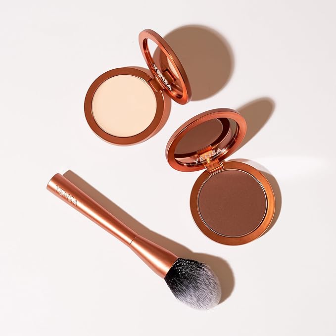 YENSA Super Serum Silk Powder Foundation - Matte Foundation Makeup to Blur and Smooth Pores - Provides a Radiant and More Even Skin Tone for a Natural, Healthy Glow - Tan 3 (0.35 oz)