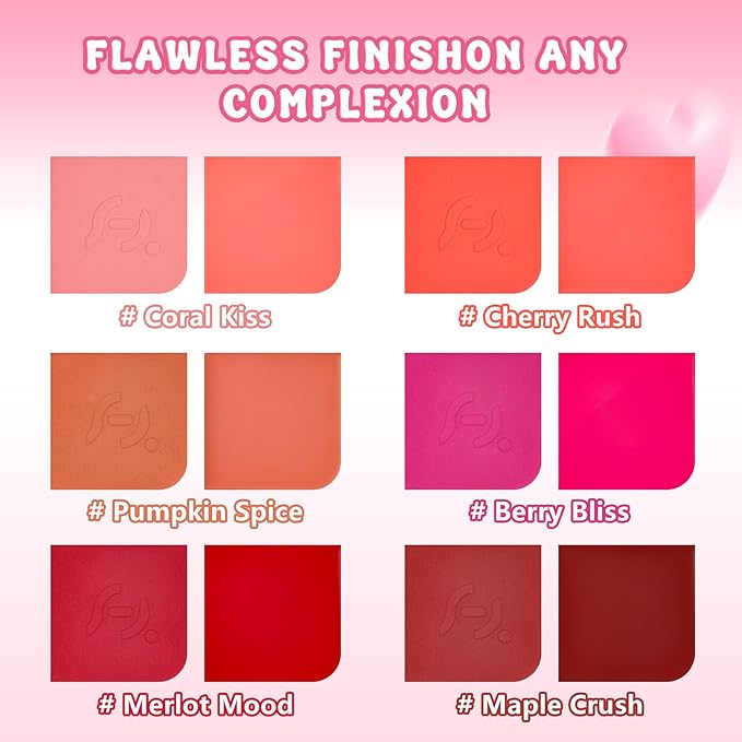 Blush Palette Duo – Cream & Powder Blush Set in Deep Red, Long-Wearing & Moisturizing, Easy to Blend, Radiant Coverage for Cheeks, Eyes & Lips, Magnetic Palette Compatible (2-Pack, Maple Crush)