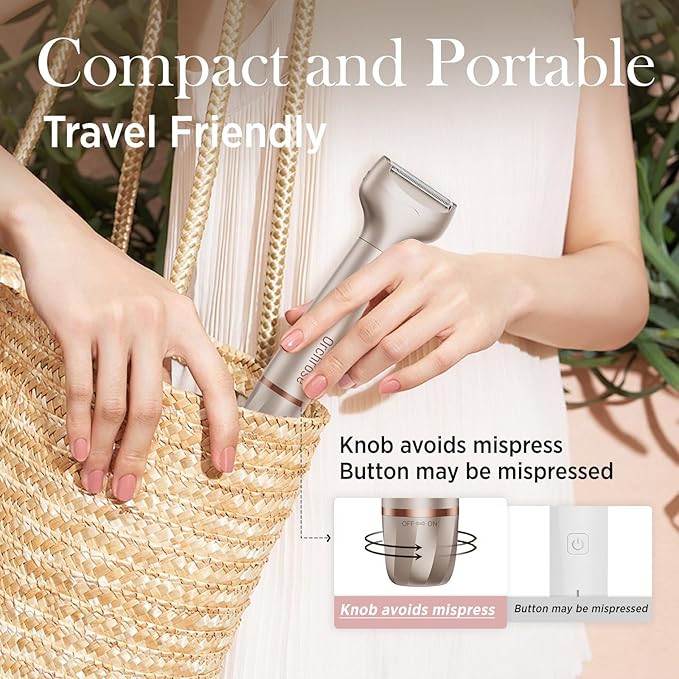 Electric Razor for Women Body: Rechargeable Painless Electric Shaver for Bikini Face Body Legs Underarms - 3-in-1 Blade and Rotary Shaving Head