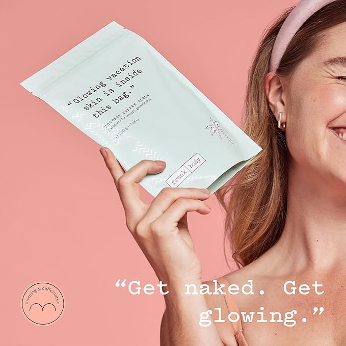 Frank Body Coconut Coffee Scrub | Natural, Vegan, Cruelty Free Exfoliating Body Scrub Firms, Tones, and Brightens with Coffee Grinds, Grapeseed Oil, Coconut Oil, and Jojoba Beads | 7.05 oz / 200 g