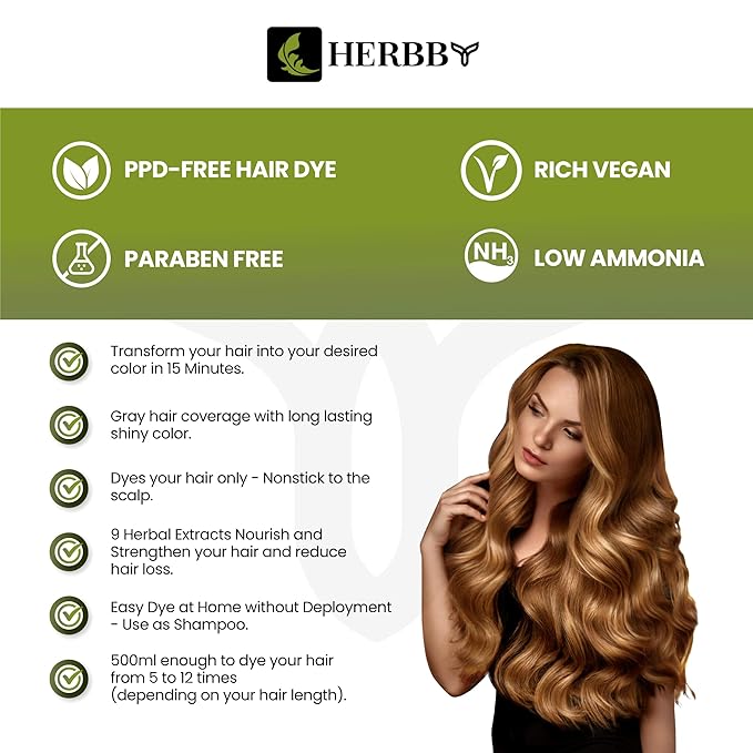 Hair Color Shampoo for Gray Hair Coverage&Color Transform with 9 Herbal Extracts –Long Lasting(6-8 Weeks),Shiny,Evenly Colored,Instant Hair Dye Shampoo&Conditioner, 500 Ml (WILD HONEY COLOR)