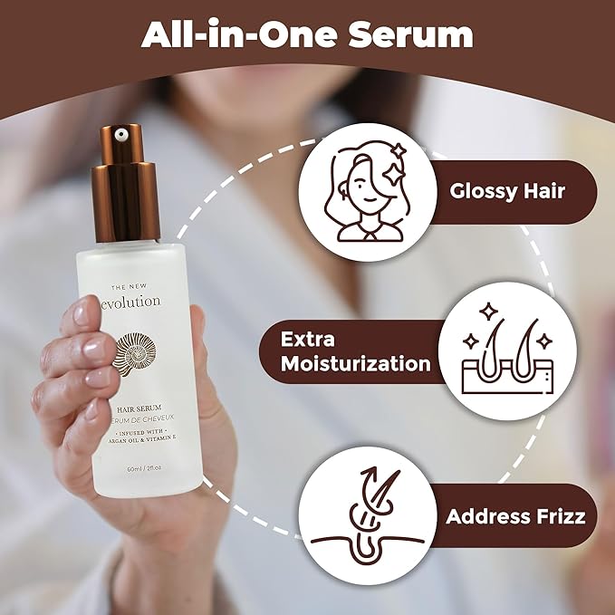 HerStyler Hair Serum - Argan Oil, Vitamin E, and Aloe Vera for Repair, Anti-Frizz for All Hair Textures, Nourishing for Enhanced Shine, Non-Greasy, Suitable for Color Treated Hair