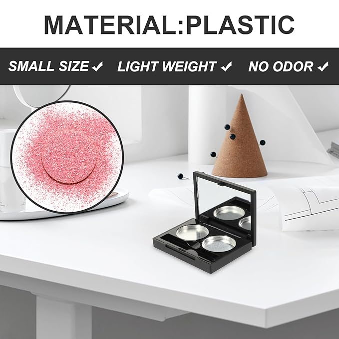 Empty Magnetic Eyeshadow Makeup Palette with 2Pcs Round Metal Pans,Magnetic Makeup Palette, Empty Makeup Palette,Aluminum Blush Empty Magnetic Eyeshadow Case,Customizable Beauty Organizer