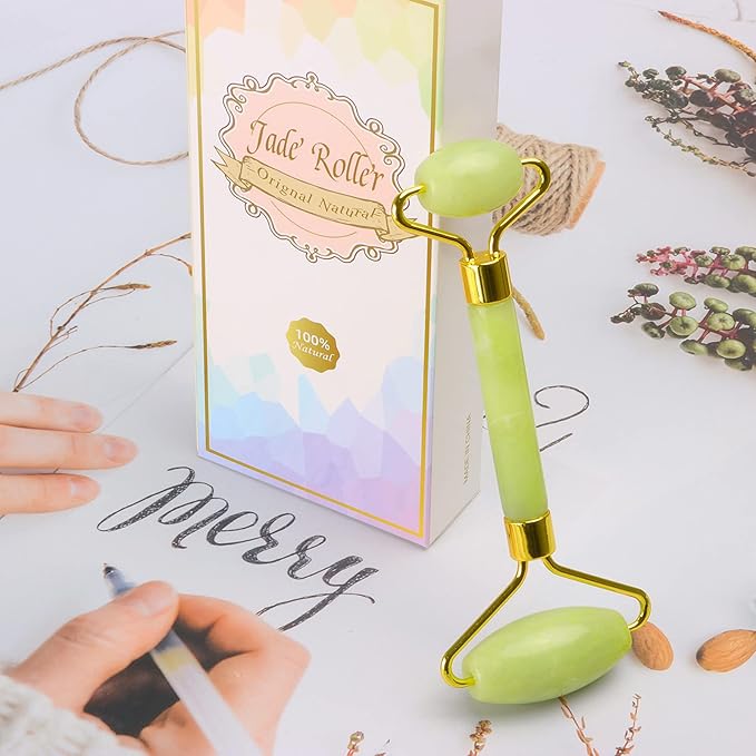 Bulex 100% Natural Jade Face Roller/Anti Aging Jade Stone Massager for Face & Eye Massage - Make Your Face Skin Smoother and Looks Younger