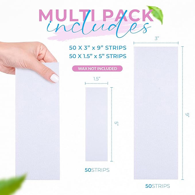 Non Woven Body and Facial Wax Strips Multi Size Pack (100)