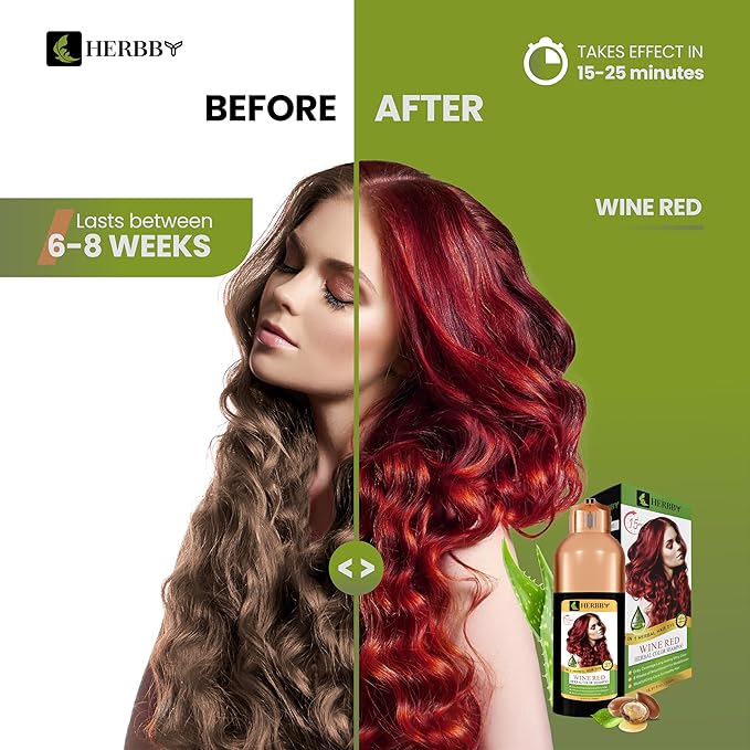 Hair Color Shampoo for Gray Hair Coverage&Color Transform with 9 Herbal Extracts –Long Lasting(6-8 Weeks),Shiny,Evenly Colored,Instant Hair Dye Shampoo&Conditioner, 500 Ml (WINE RED COLOR)