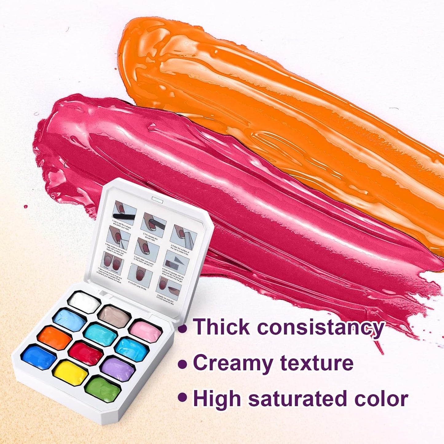 Gradient Painting Gel, 12 Bright Colors Ombre Gel Nail Polish for Pigment Pat Aura Nails, French Manicure DIY Nail Art Long-lasting No-wipe Candy Palette Jam Jar Colors