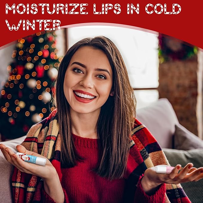 Dunzy 100 Pack Hello Fall Thanksgiving Party Gifts Bulk Lip Balms Favors Employee Appreciation Gifts Thank You Gifts Team Inspirational Gifts for Women Men Coworkers Satff Teachers(Santa)